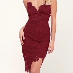Lulu's Burgundy Lace Dress XS